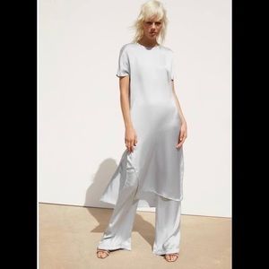 Zara Satin Cap Sleeve Hi-Low Tunic sz L EUC